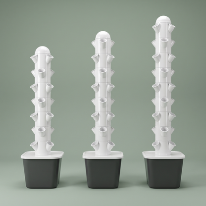 The three tower sizes side by side, showing 35, 40 and 45 planting sites